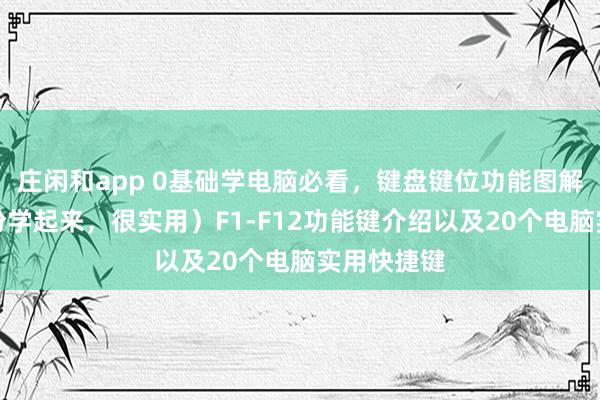 庄闲和app 0基础学电脑必看，键盘键位功能图解（收藏一份学起来，很实用）F1-F12功能键介绍以及20个电脑实用快捷键