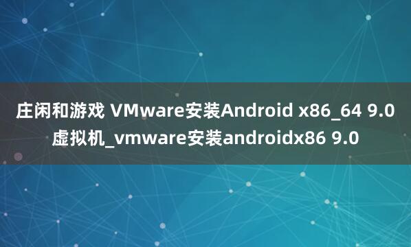 庄闲和游戏 VMware安装Android x86_64 9.0虚拟机_vmware安装androidx86 9.0