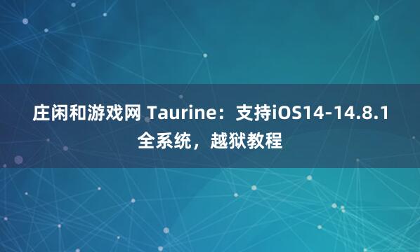 庄闲和游戏网 Taurine:支持iOS14-14.8.1全系统,越狱教程