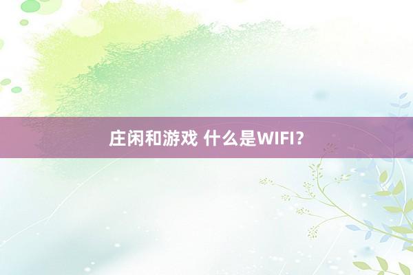 庄闲和游戏 什么是WIFI？