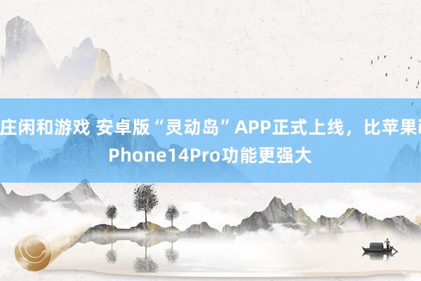 庄闲和游戏 安卓版“灵动岛”APP正式上线，比苹果iPhone14Pro功能更强大