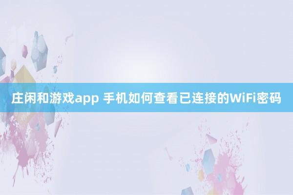 庄闲和游戏app 手机如何查看已连接的WiFi密码
