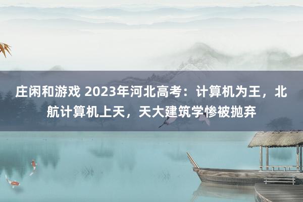 庄闲和游戏 2023年河北高考：计算机为王，北航计算机上天，天大建筑学惨被抛弃