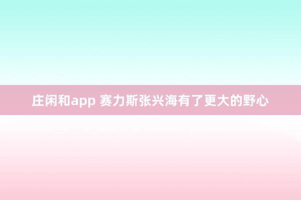 庄闲和app 赛力斯张兴海有了更大的野心