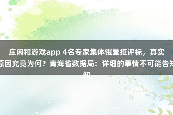 庄闲和游戏app 4名专家集体饿晕拒评标，真实原因究竟为何？青海省数据局：详细的事情不可能告知