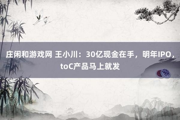 庄闲和游戏网 王小川：30亿现金在手，明年IPO，toC产品马上就发