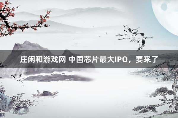 庄闲和游戏网 中国芯片最大IPO，要来了