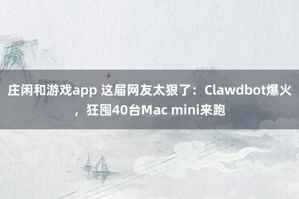 庄闲和游戏app 这届网友太狠了：Clawdbot爆火，狂囤40台Mac mini来跑
