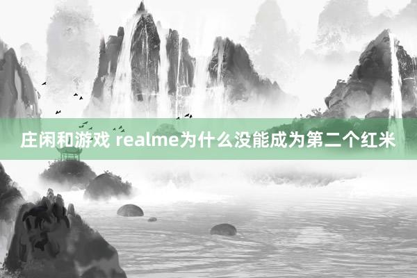 庄闲和游戏 realme为什么没能成为第二个红米