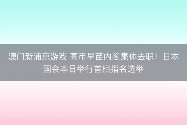 澳门新浦京游戏 高市早苗内阁集体去职！日本国会本日举行首相指名选举